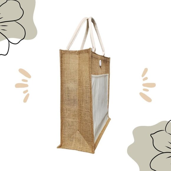 Large Cream Color Canvas Tote Bag. Reusable Shopping Tote. With Front pocket NEW - Picture 8 of 16